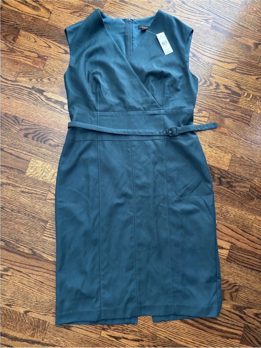 Ann Taylor Teal Green Sleeveless Sheath Dress Lined with Belt Women Size 10 NWT